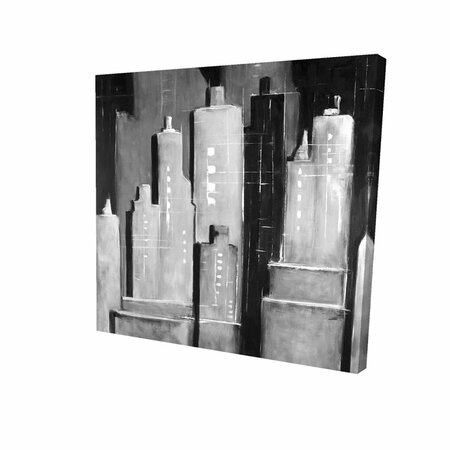 FONDO 16 x 16 in. Abstract Black & White Buildings-Print on Canvas FO2785571